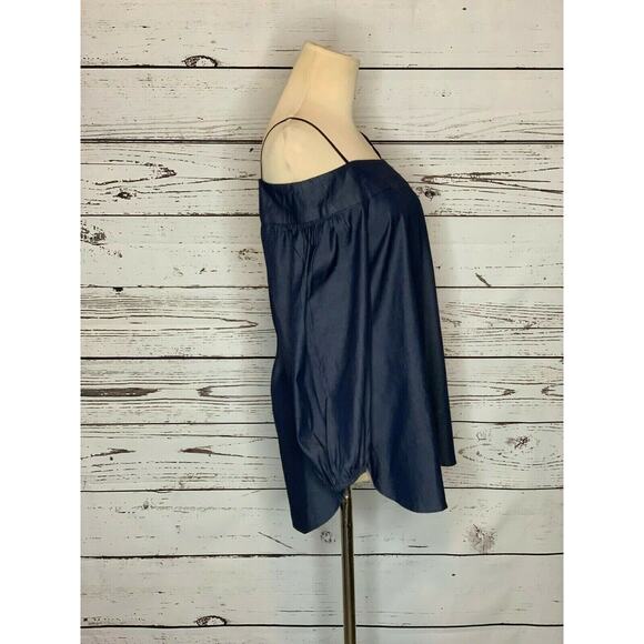 Tibi off-shoulder chambray denim top Blue blouse size 00 - Picture 9 of 9